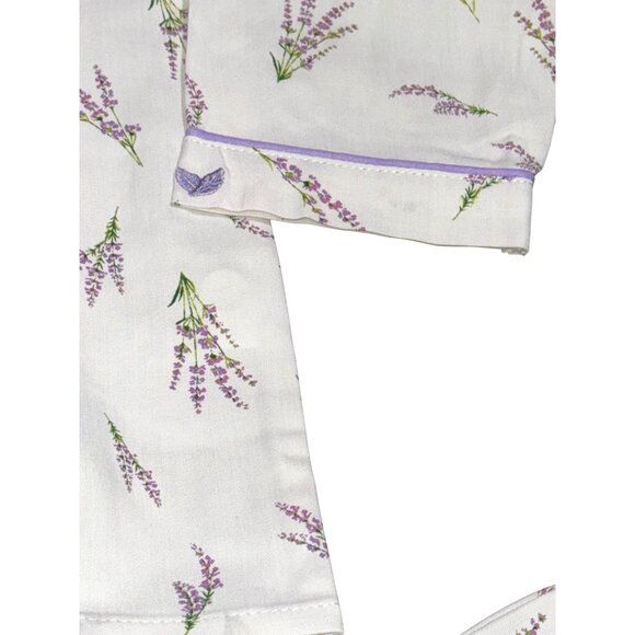 Petite Plume Girls Lavender Floral Pajama Set Cotton Long Sleeve Button-Down Top - Picture 9 of 14